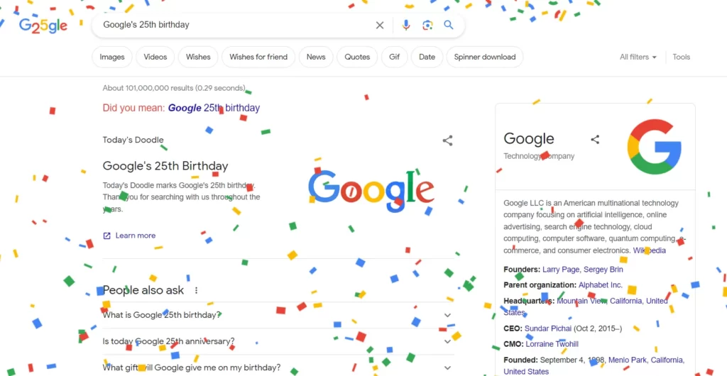 היום, גוגל חוגגת 25 שנים, כן כן, היום! כמו תמיד החברה מארגנת כל מיני דברים ומחביאה מיני סודות באתר שלה. אז אחרי 25 שנים שמנוע החיפוש של גוגל קיים, מה הם עשו השנה?
