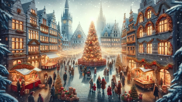 Christmas in a European city.