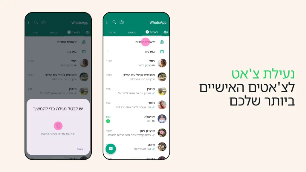 על מנת לשמור על פרטיות המשתמשים באפליקציה מטא של מארק צוקרברג משיקה פיצ'ר חדש לוואטסאפ, וואטסאפ מוסיפים נעילת צ'אטים בקוד.