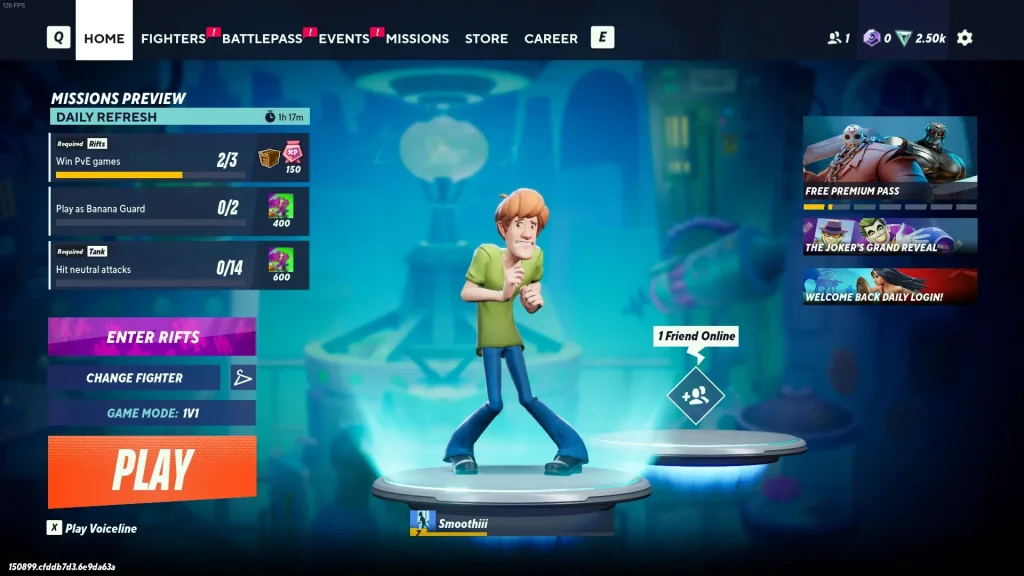המסך הראשי של המשחק בו ניתן לראות את אחת מהדמויות במשחק, שאגי